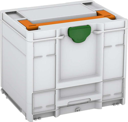 Systainer³ Combi M 337, Light Grey with Deep Orange lid handle and Emerald Green catches