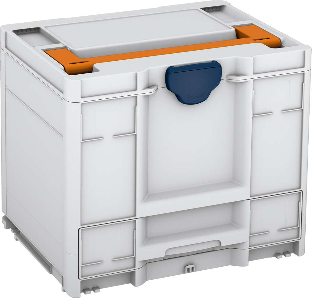 Systainer³ Combi M 337, Light Grey with Deep Orange lid handle and Sapphire Blue catches
