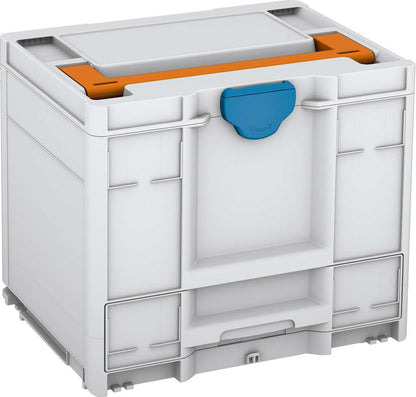 Systainer³ Combi M 337, Light Grey with Deep Orange lid handle and Sky Blue catches