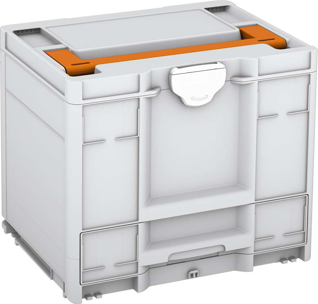 Systainer³ Combi M 337, Light Grey with Deep Orange lid handle and White catches