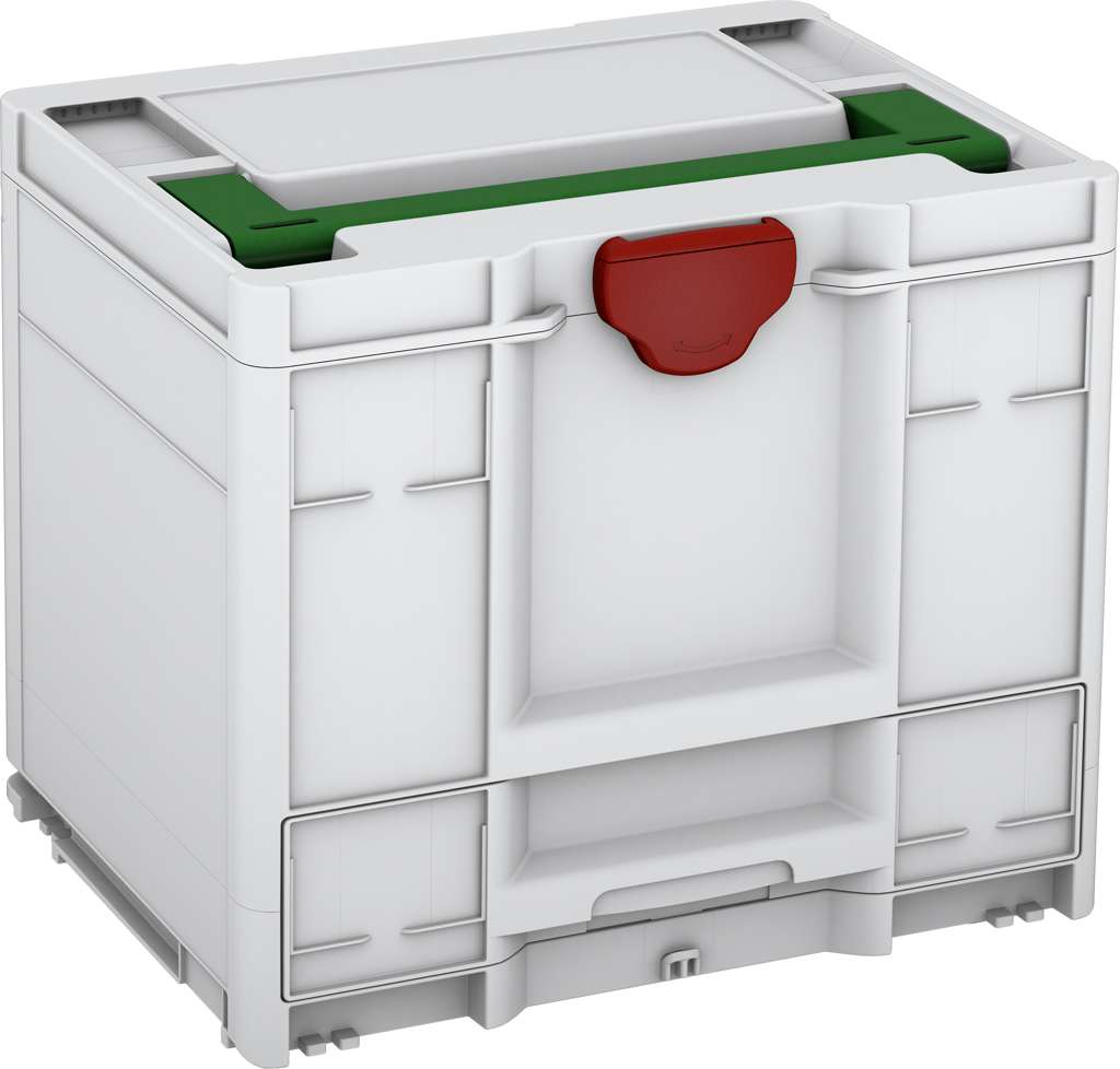 Systainer³ Combi M 337, Light Grey with Emerald Green lid handle and Carmine Red catches