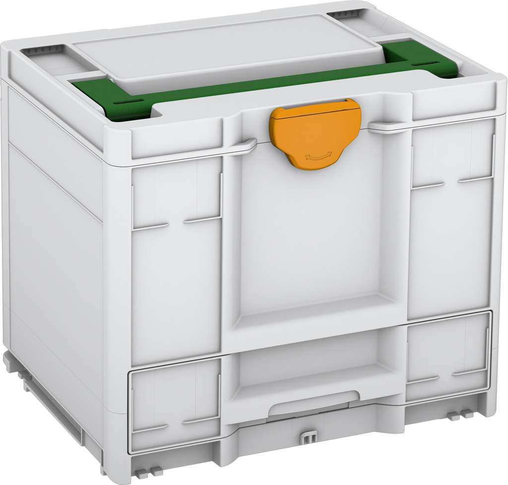 Systainer³ Combi M 337, Light Grey with Emerald Green lid handle and Daffodil Yellow catches