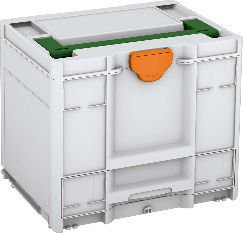 Systainer³ Combi M 337, Light Grey with Emerald Green lid handle and Deep Orange catches