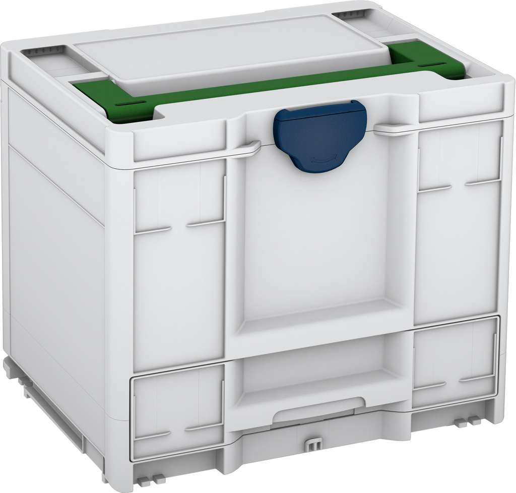 Systainer³ Combi M 337, Light Grey with Emerald Green lid handle and Sapphire Blue catches
