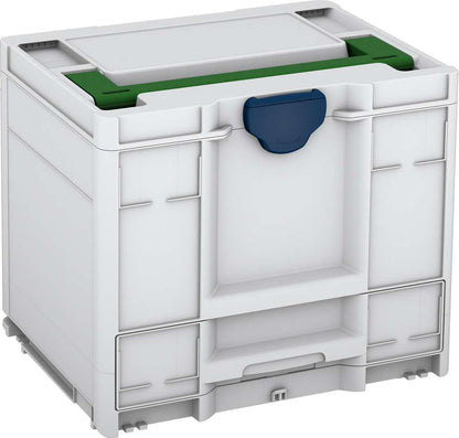 Systainer³ Combi M 337, Light Grey with Emerald Green lid handle and Sapphire Blue catches