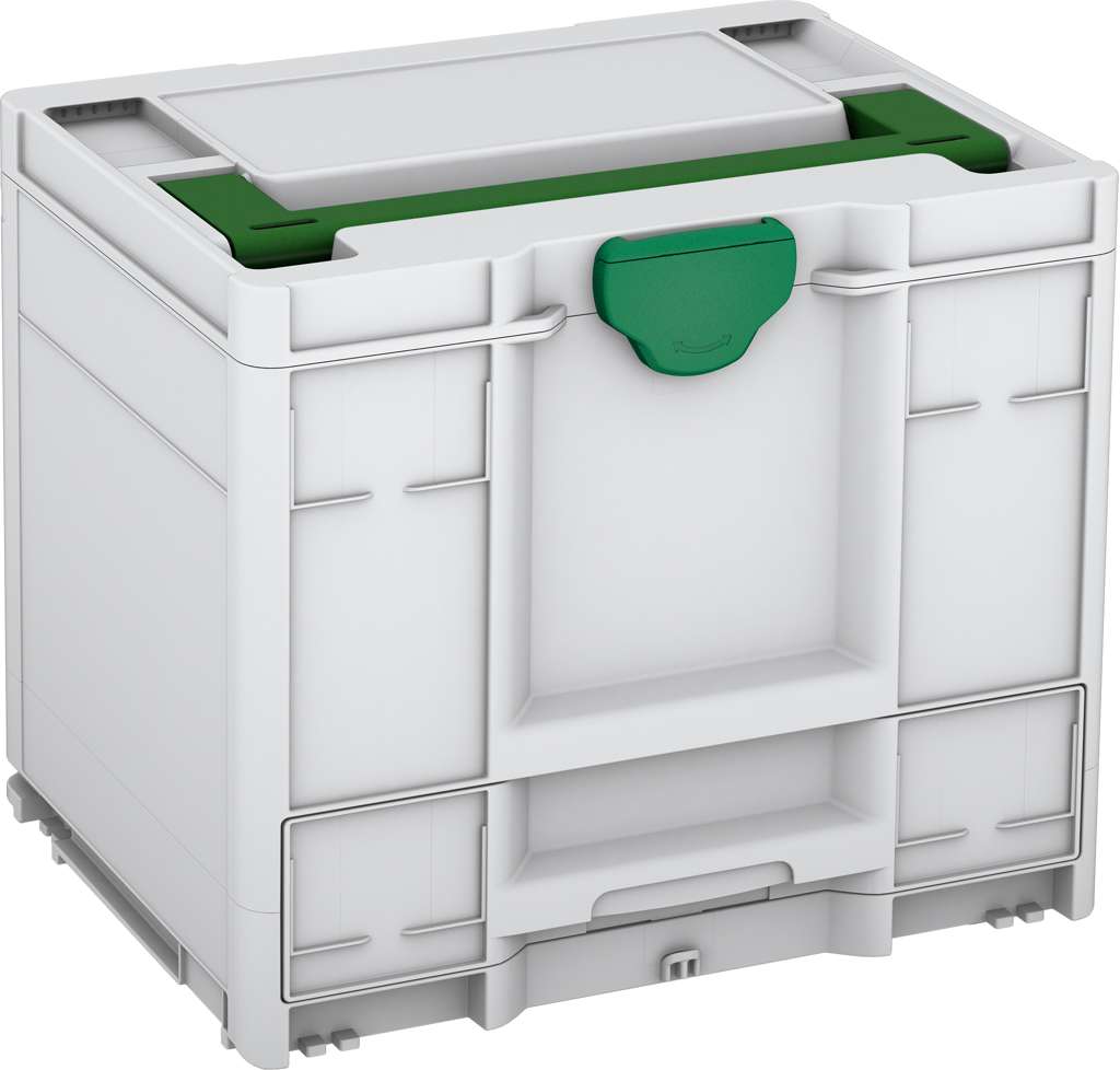 Systainer³ Combi M 337, Light Grey with Emerald Green lid handle and Signal Green catches