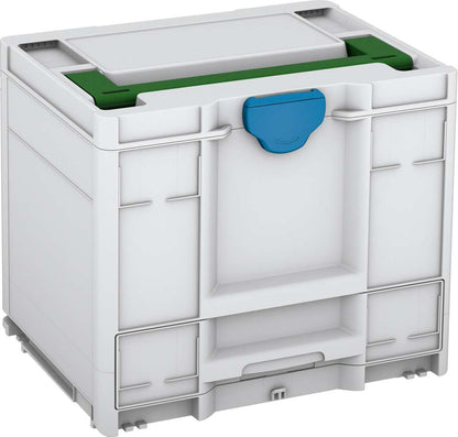 Systainer³ Combi M 337, Light Grey with Emerald Green lid handle and Sky Blue catches