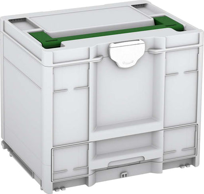 Systainer³ Combi M 337, Light Grey with Emerald Green lid handle and White catches