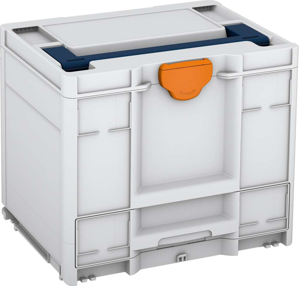 Systainer³ Combi M 337, Light Grey with Sapphire Blue lid handle and Deep Orange catches