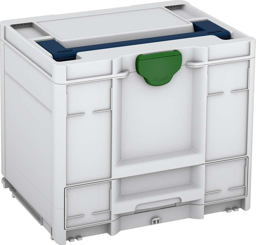 Systainer³ Combi M 337, Light Grey with Sapphire Blue lid handle and Emerald Green catches