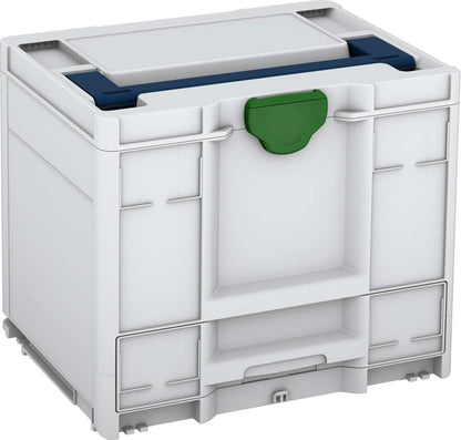 Systainer³ Combi M 337, Light Grey with Sapphire Blue lid handle and Emerald Green catches