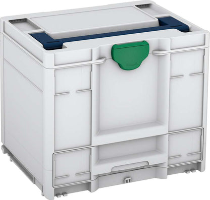 Systainer³ Combi M 337, Light Grey with Sapphire Blue lid handle and Signal Green catches