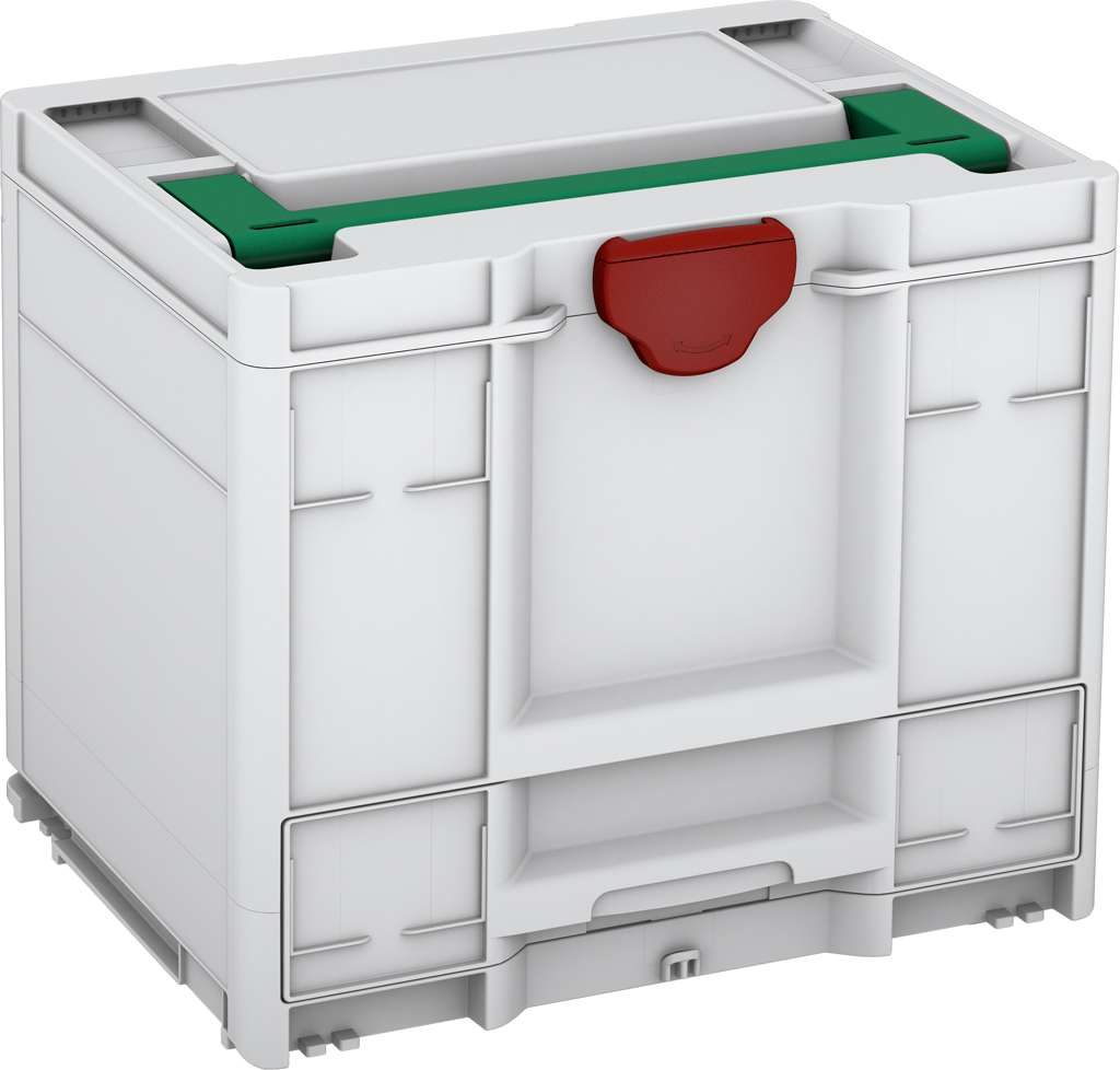 Systainer³ Combi M 337, Light Grey with Signal Green lid handle and Carmine Red catches