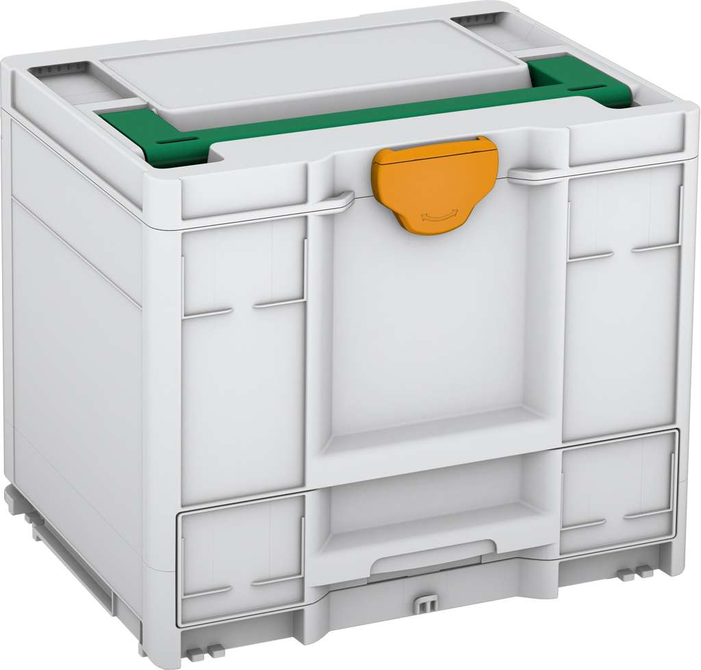 Systainer³ Combi M 337, Light Grey with Signal Green lid handle and Daffodil Yellow catches