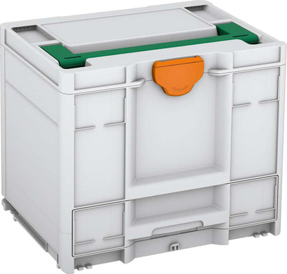 Systainer³ Combi M 337, Light Grey with Signal Green lid handle and Deep Orange catches