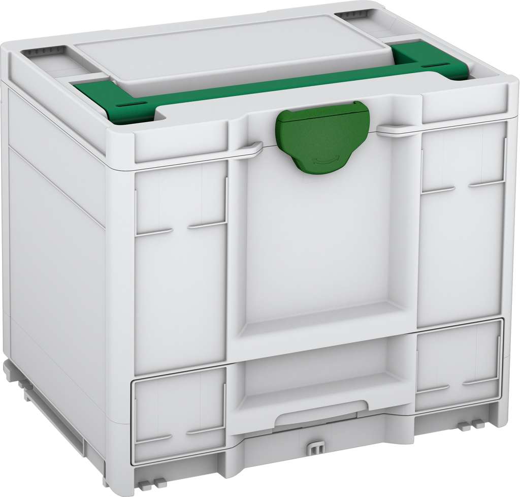 Systainer³ Combi M 337, Light Grey with Signal Green lid handle and Emerald Green catches