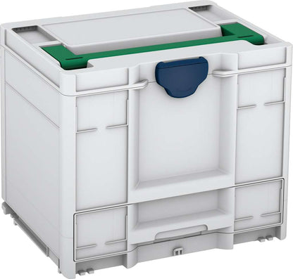 Systainer³ Combi M 337, Light Grey with Signal Green lid handle and Sapphire Blue catches