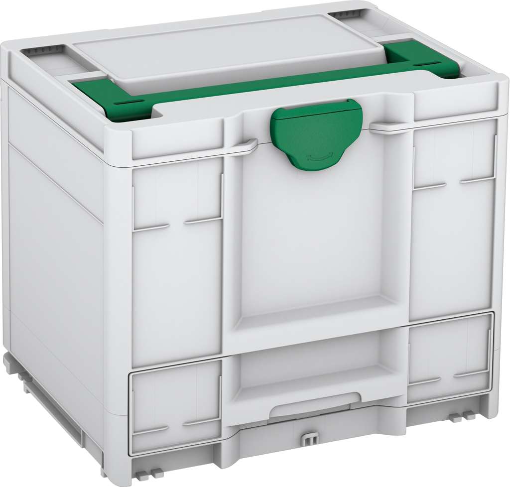Systainer³ Combi M 337, Light Grey with Signal Green lid handle and Signal Green catches