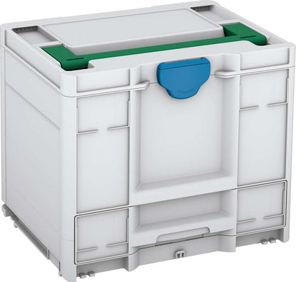 Systainer³ Combi M 337, Light Grey with Signal Green lid handle and Sky Blue catches