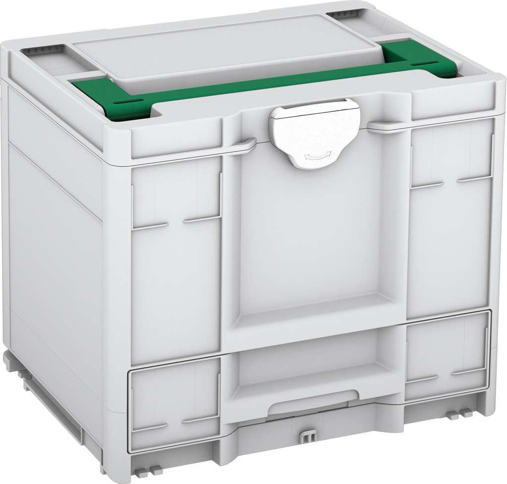 Systainer³ Combi M 337, Light Grey with Signal Green lid handle and White catches