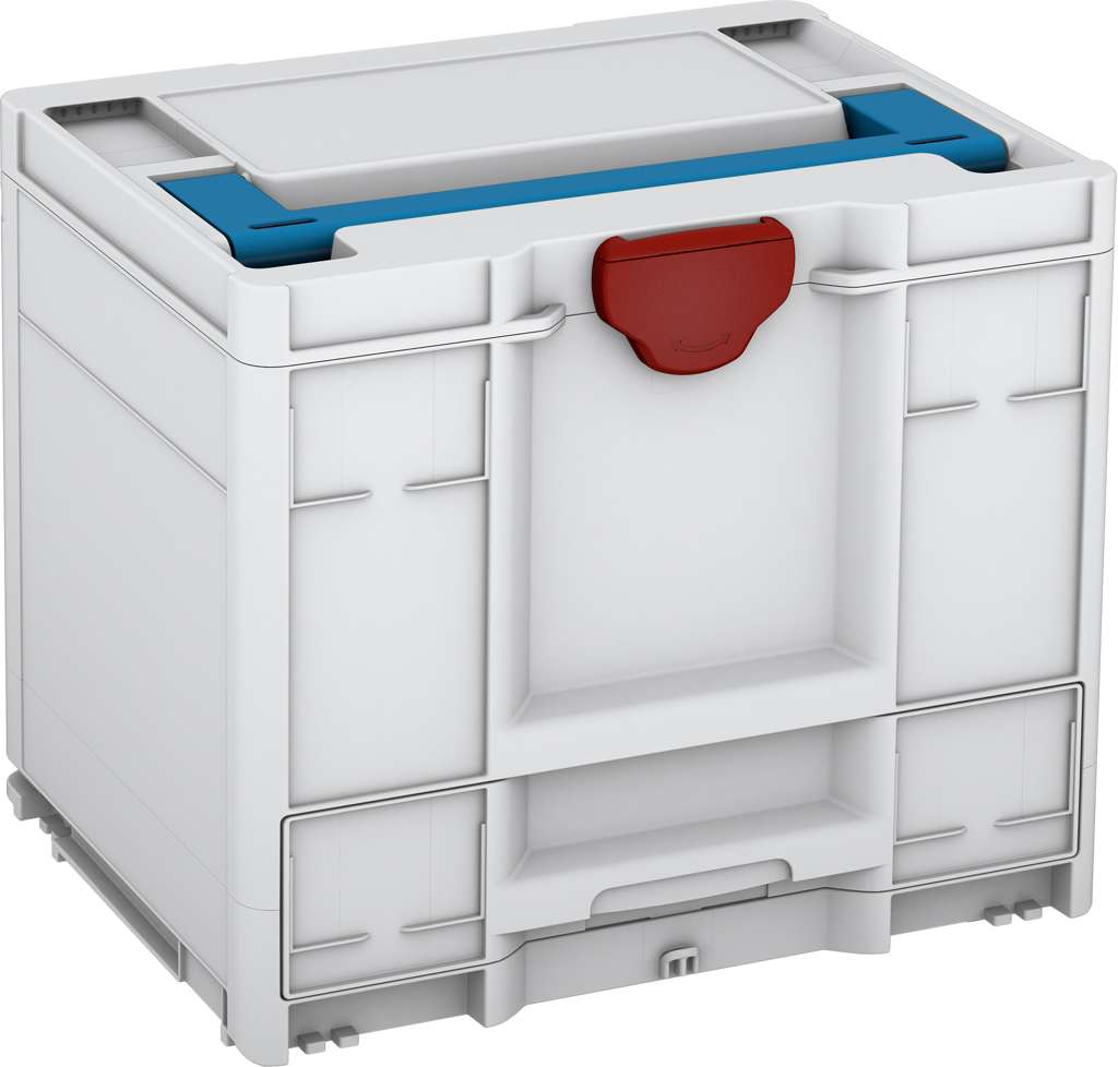 Systainer³ Combi M 337, Light Grey with Sky Blue lid handle and Carmine Red catches