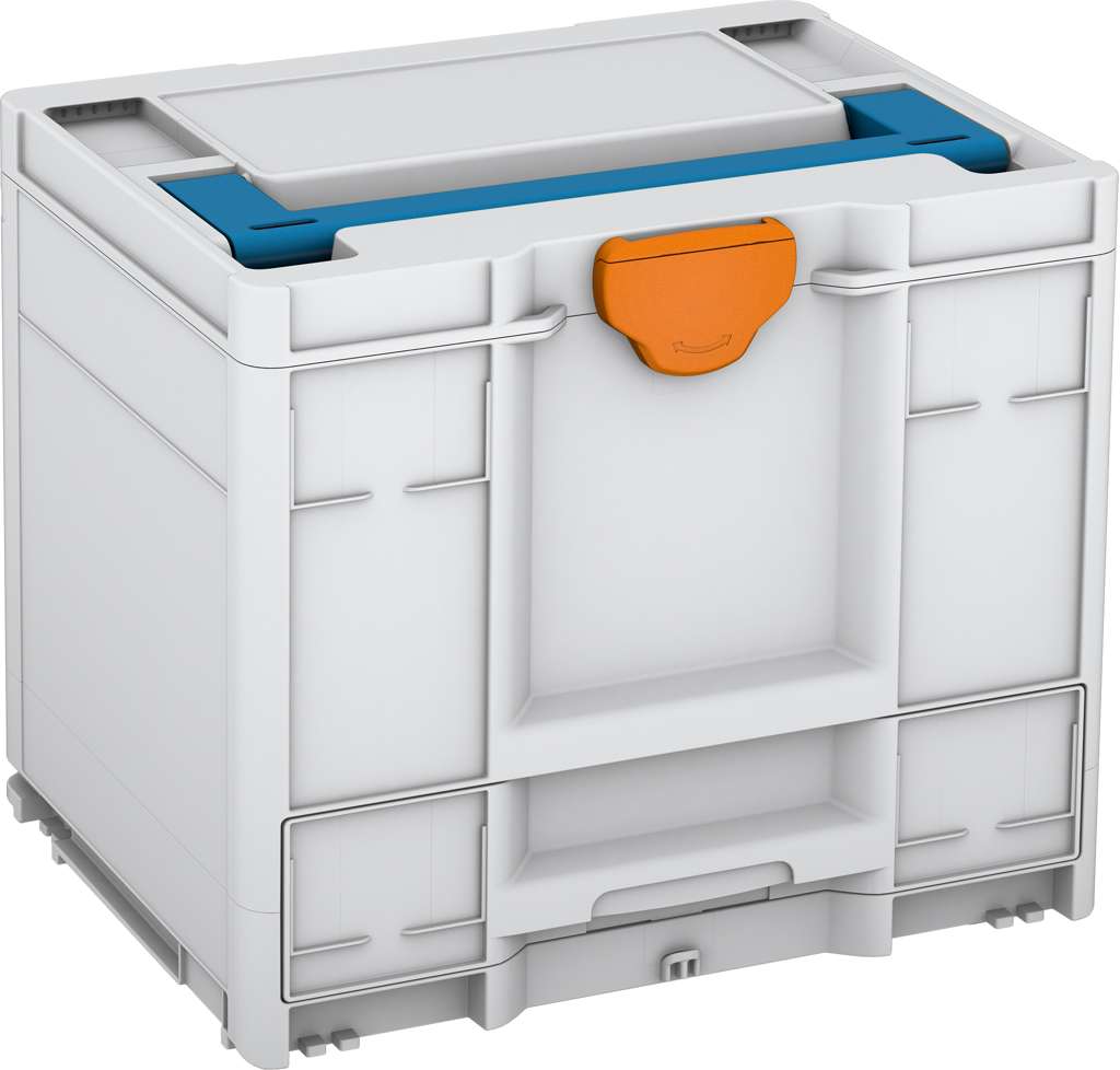 Systainer³ Combi M 337, Light Grey with Sky Blue lid handle and Deep Orange catches