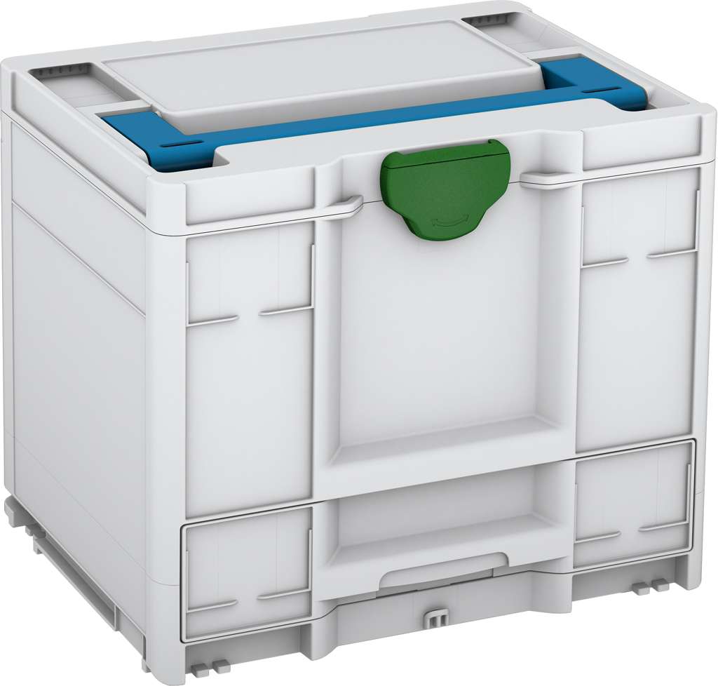Systainer³ Combi M 337, Light Grey with Sky Blue lid handle and Emerald Green catches