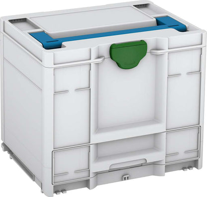 Systainer³ Combi M 337, Light Grey with Sky Blue lid handle and Emerald Green catches