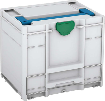 Systainer³ Combi M 337, Light Grey with Sky Blue lid handle and Signal Green catches