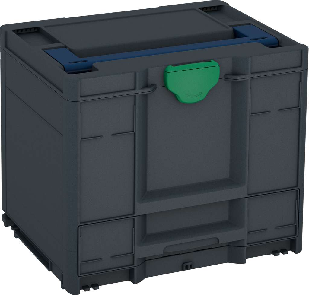 Systainer³ Combi M 337, Anthracite with Sapphire Blue lid handle and Signal Green catches