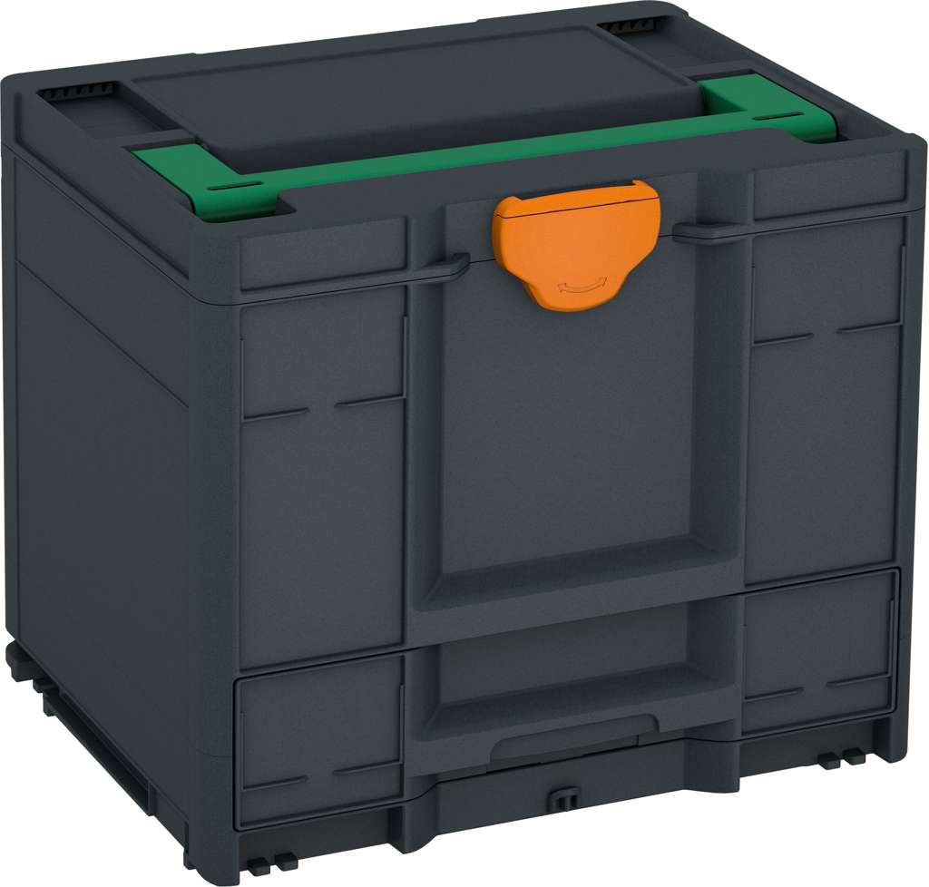 Systainer³ Combi M 337, Anthracite with Signal Green lid handle and Deep Orange catches