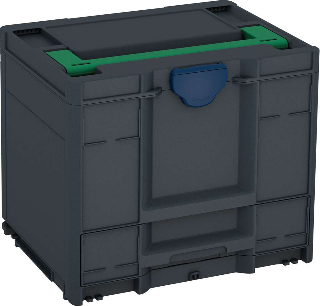 Systainer³ Combi M 337, Anthracite with Signal Green lid handle and Sapphire Blue catches
