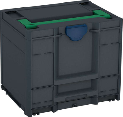Systainer³ Combi M 337, Anthracite with Signal Green lid handle and Sapphire Blue catches