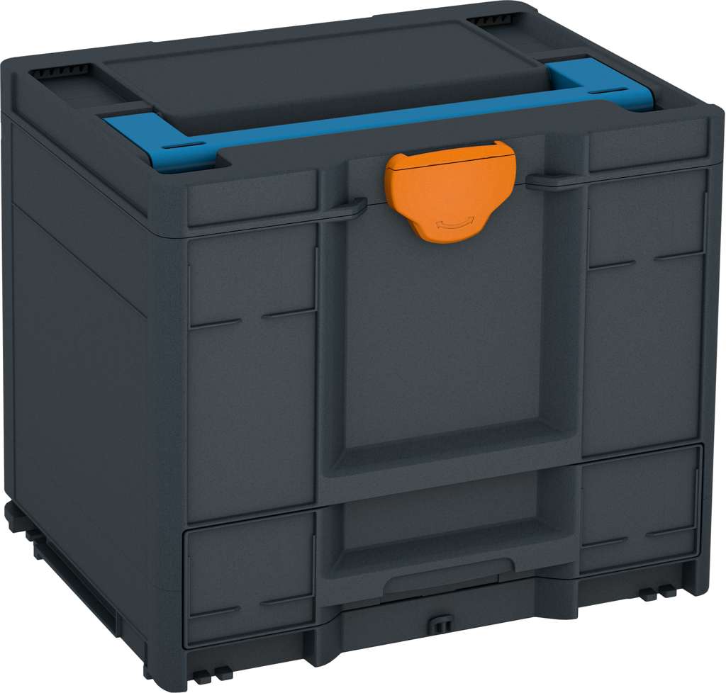 Systainer³ Combi M 337, Anthracite with Sky Blue lid handle and Deep Orange catches