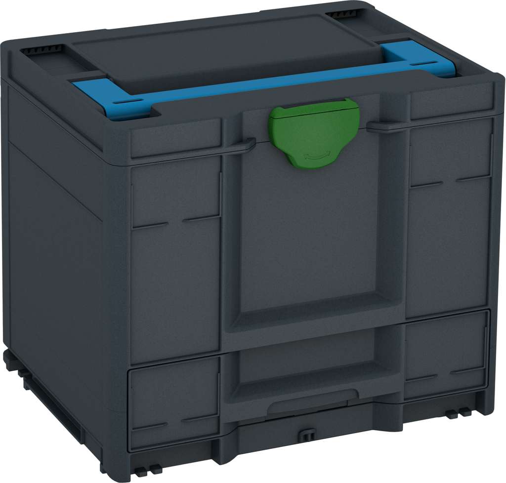 Systainer³ Combi M 337, Anthracite with Sky Blue lid handle and Emerald Green catches