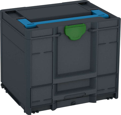 Systainer³ Combi M 337, Anthracite with Sky Blue lid handle and Emerald Green catches