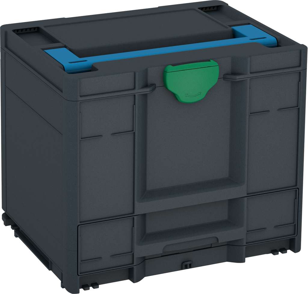Systainer³ Combi M 337, Anthracite with Sky Blue lid handle and Signal Green catches