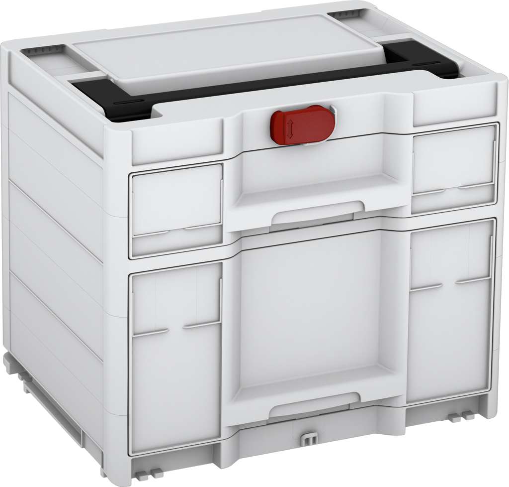 Systainer³ Sortainer/2 M 337, Light Grey with Black lid handle and Carmine Red catches