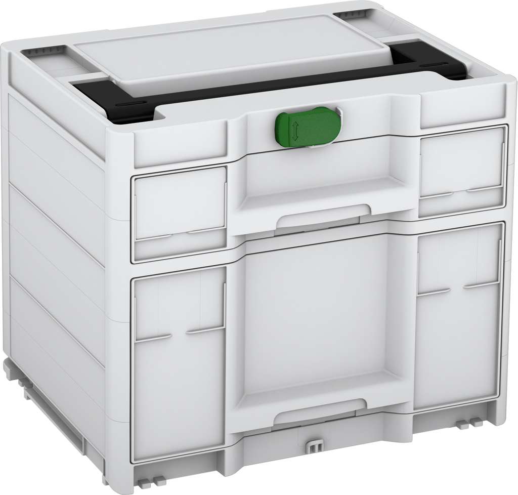Systainer³ Sortainer/2 M 337, Light Grey with Black lid handle and Emerald Green catches
