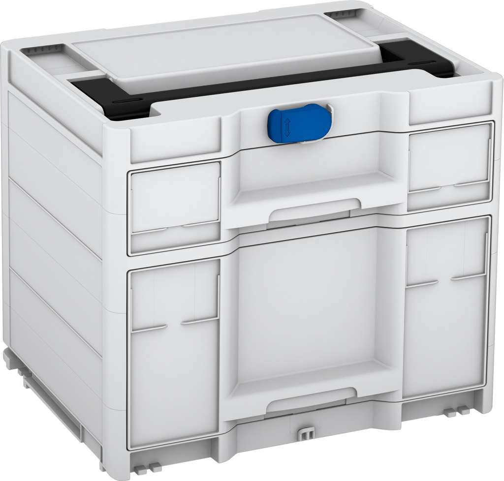 Systainer³ Sortainer/2 M 337, Light Grey with Black lid handle and Signal Blue catches