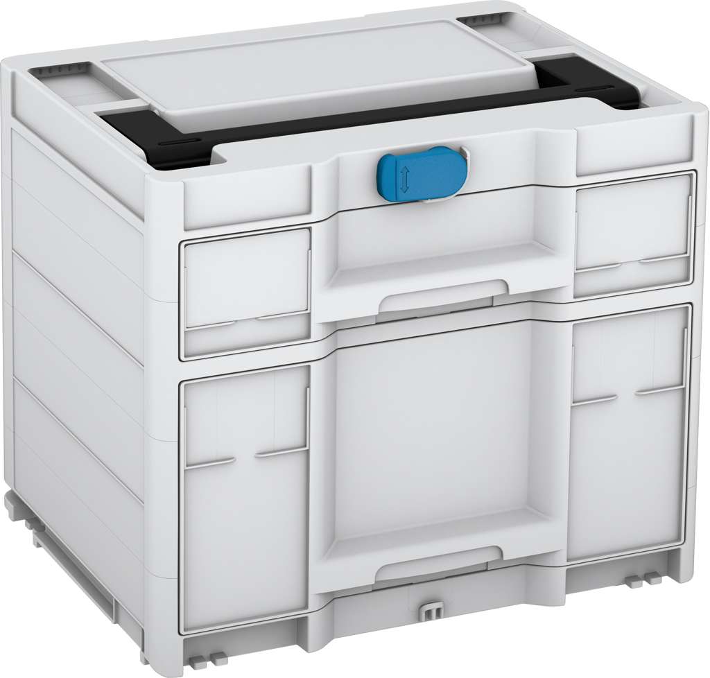 Systainer³ Sortainer/2 M 337, Light Grey with Black lid handle and Sky Blue catches