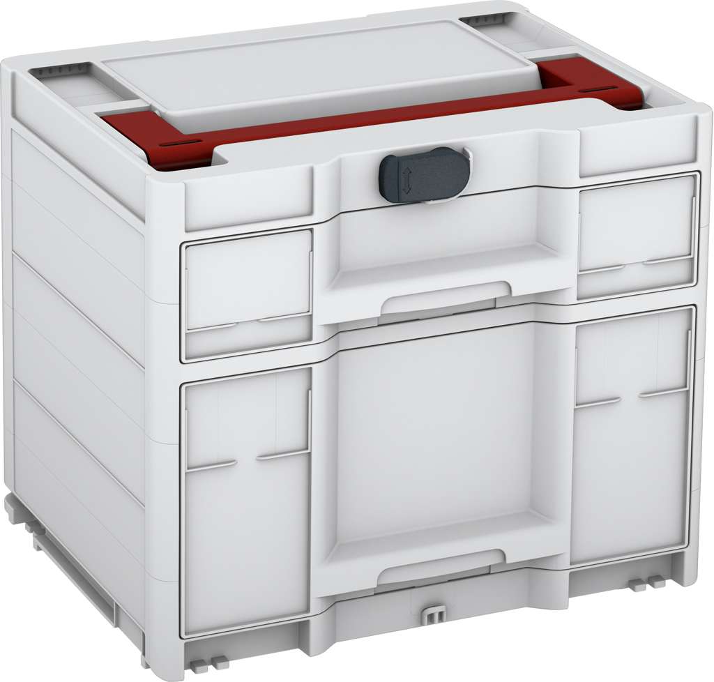 Systainer³ Sortainer/2 M 337, Light Grey with Carmine Red lid handle and Anthracite catches