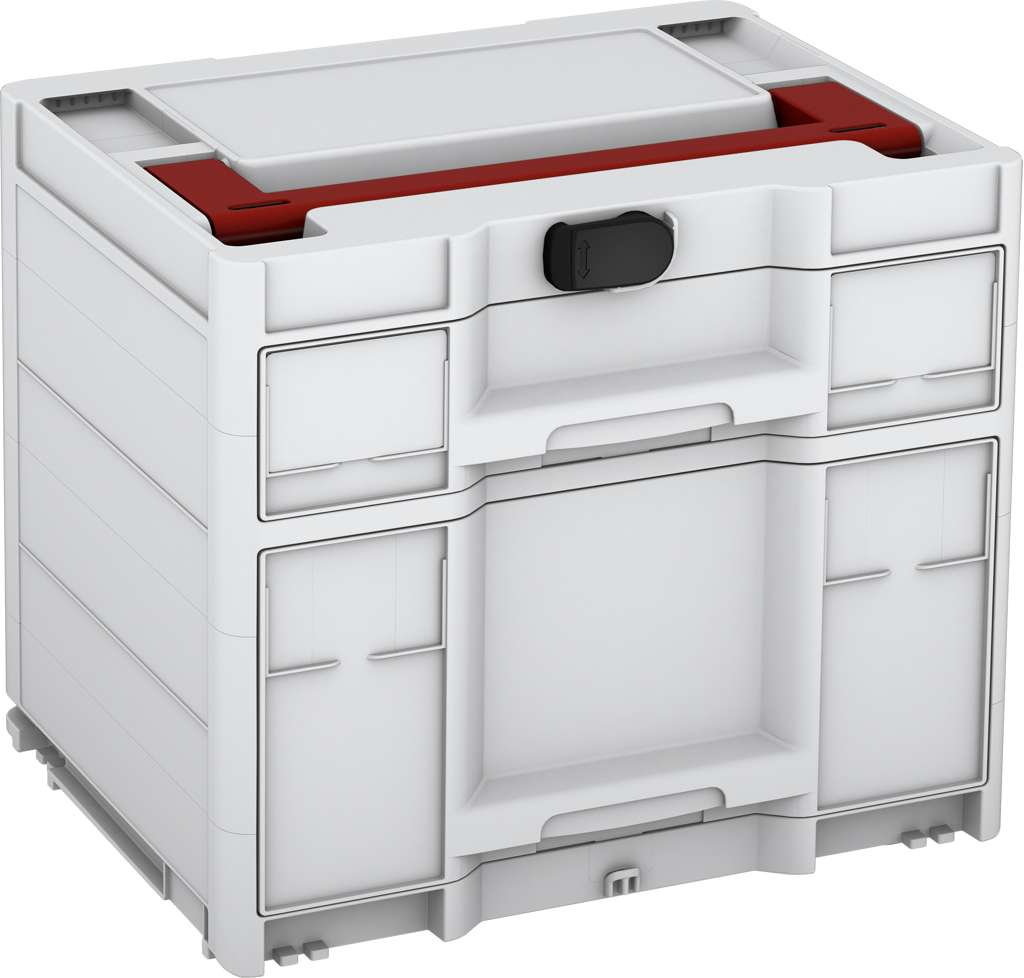Systainer³ Sortainer/2 M 337, Light Grey with Carmine Red lid handle and Black catches
