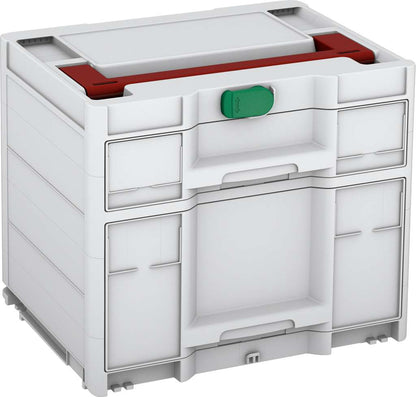 Systainer³ Sortainer/2 M 337, Light Grey with Carmine Red lid handle and Signal Green catches