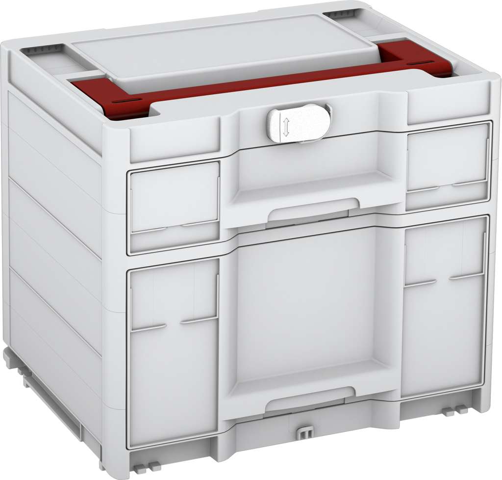 Systainer³ Sortainer/2 M 337, Light Grey with Carmine Red lid handle and White catches