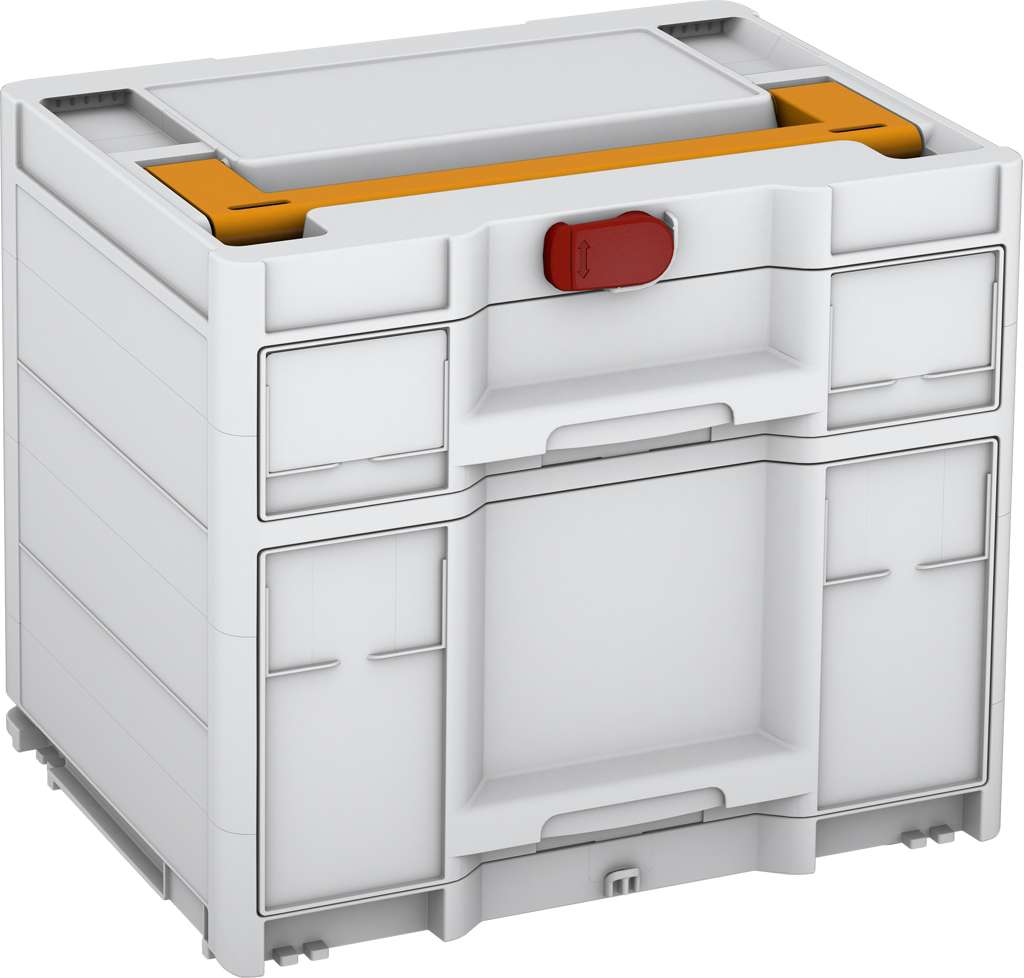 Systainer³ Sortainer/2 M 337, Light Grey with Daffodil Yellow lid handle and Carmine Red catches