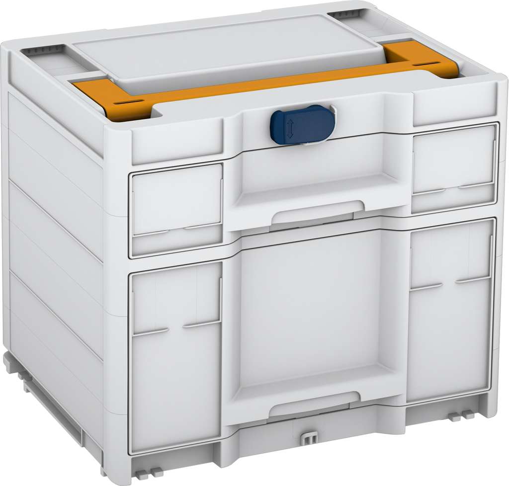 Systainer³ Sortainer/2 M 337, Light Grey with Daffodil Yellow lid handle and Sapphire Blue catches