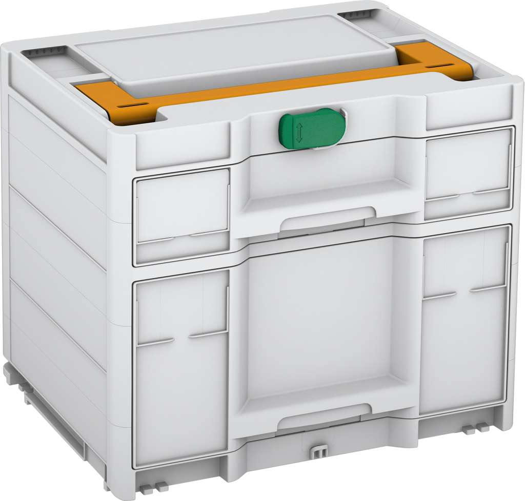 Systainer³ Sortainer/2 M 337, Light Grey with Daffodil Yellow lid handle and Signal Green catches