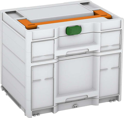 Systainer³ Sortainer/2 M 337, Light Grey with Deep Orange lid handle and Emerald Green catches