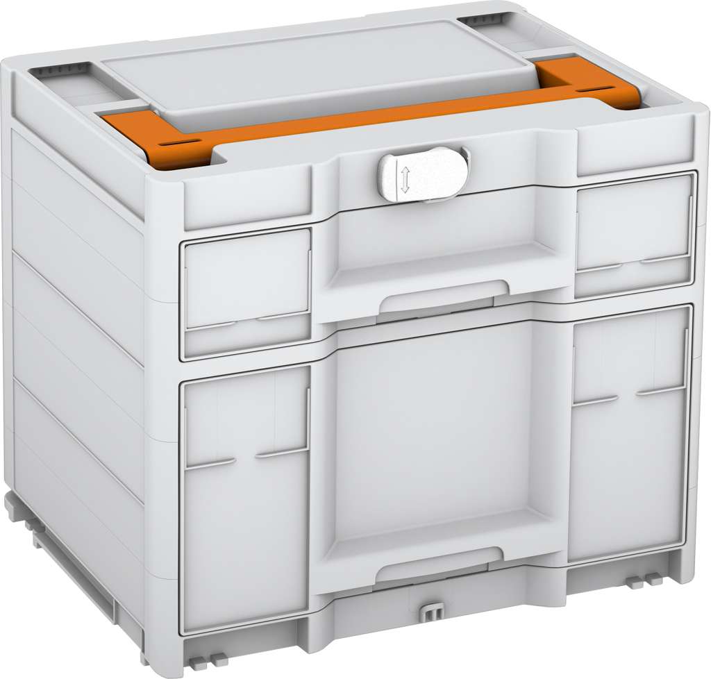 Systainer³ Sortainer/2 M 337, Light Grey with Deep Orange lid handle and White catches